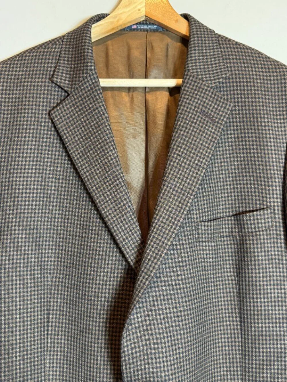 Hart Schaffner Marx Plaid Wool Sport Coat Dinner Jacket Blazer Men's 48R Brown